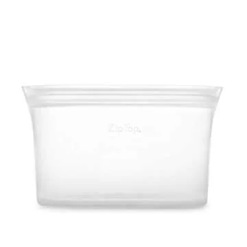 Zip Top Reusable Food Storage Bags | Large Dish [Frost] | Silicone Meal Prep Container | Microwave, ...