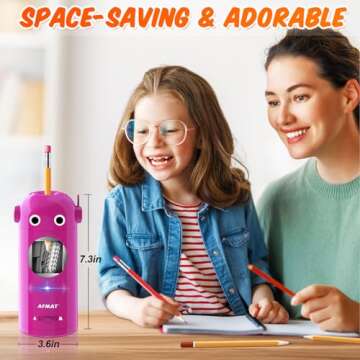 AFMAT Electric Pencil Sharpener, Robot Pencil Sharpener for Colored Pencils 7-11.5mm, Auto in & Out, Fully Automatic Rechargeable Hands-Free Pencil Sharpener for Home, Classroom, Battery Operated
