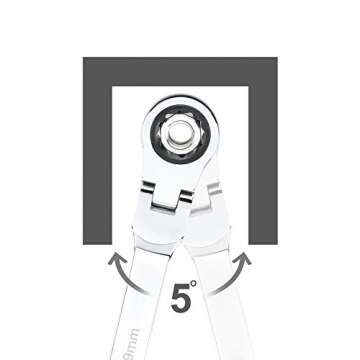 Neiko 03114A Flex-Head Double Box End Ratcheting Wrenches, Chrome Vanadium Steel | Extra Long Design | 5-Piece Set | Metric 8mm - 19mm