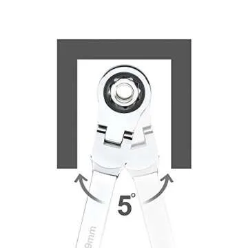 Neiko 03114A Flex-Head Double Box End Ratcheting Wrenches, Chrome Vanadium Steel | Extra Long Design | 5-Piece Set | Metric 8mm - 19mm