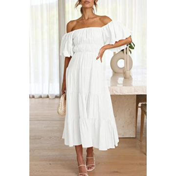 LILLUSORY White Off-The-Shoulder Sundress for Women