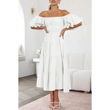 LILLUSORY White Off-The-Shoulder Sundress for Women