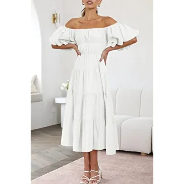 LILLUSORY White Off-The-Shoulder Sundress for Women