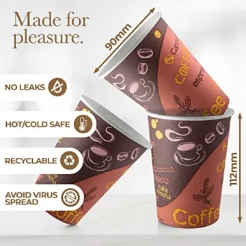 Quality Disposable Coffee Cups with Lids - 100 Pack