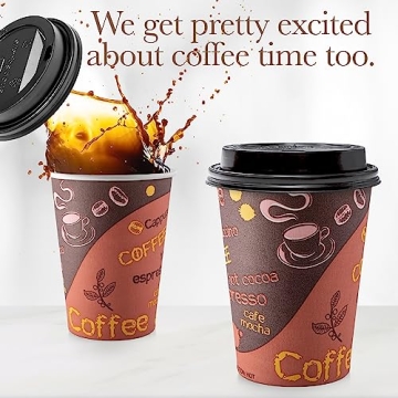 Quality Disposable Coffee Cups with Lids - 100 Pack