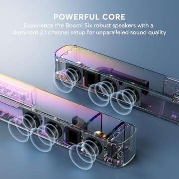 GEOYEAO Sound Bar for Smart TV w/Dolby Atmos 2.1 ch 190W 37 inch Surround Sound TV Speaker Home Theater System, HDMI-ARC/BluetoothOptical/AUX/Connection for TV/Projector/DVD Player/Switch/PC