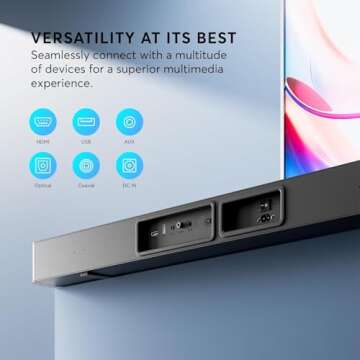 GEOYEAO Sound Bar for Smart TV w/Dolby Atmos 2.1 ch 190W 37 inch Surround Sound TV Speaker Home Theater System, HDMI-ARC/BluetoothOptical/AUX/Connection for TV/Projector/DVD Player/Switch/PC