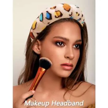 VELSCRUN 6 Pack Hairband, Makeup Headband, Face Wash Headband, Skincare Headbands, Sponge Headband with Bow Tie, Microfiber, One Size Fits All, Ideal Gift for Women, Leopard Print