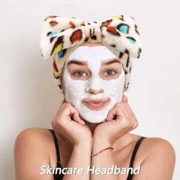 VELSCRUN 6 Pack Hairband, Makeup Headband, Face Wash Headband, Skincare Headbands, Sponge Headband with Bow Tie, Microfiber, One Size Fits All, Ideal Gift for Women, Leopard Print