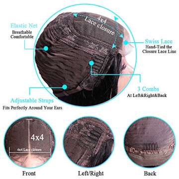 HD Transparent Lace Front Wigs Human Hair 150% Density Pre Plucked with Baby Hair 4x5 Straight Lace Frontal Wig Brazilian Human Hair Wigs for Black Women Natural Color…