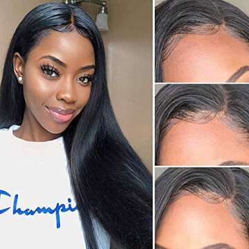 HD Transparent Lace Front Wigs Human Hair 150% Density Pre Plucked with Baby Hair 4x5 Straight Lace Frontal Wig Brazilian Human Hair Wigs for Black Women Natural Color…
