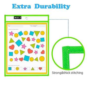 WOT I Dry Erase Pockets 20 Packs, Oversized 10 x 14 Inches Dry Erase Sleeves, Job Ticket Holders Reused Plastic Sheet Protectors, Assort Colors Teacher Students Supplies for Class