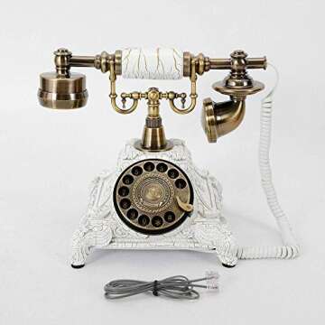 Vintage Telephone Antique Desk Phone Corded Retro Phone Rotary Antique Dial Handset Corded Desk Home...