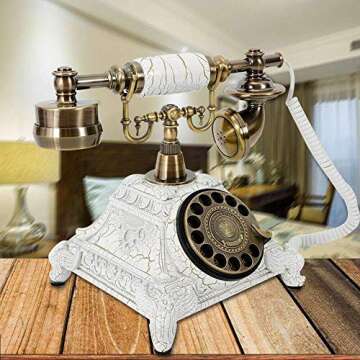 Vintage Telephone Antique Desk Phone Corded Retro Phone Rotary Antique Dial Handset Corded Desk Home Phone Decorative Telephone (Style 1)