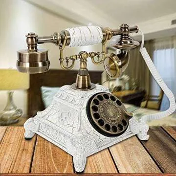 Vintage Telephone Antique Desk Phone Corded Retro Phone Rotary Antique Dial Handset Corded Desk Home Phone Decorative Telephone (Style 1)