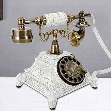 Vintage Telephone Antique Desk Phone Corded Retro Phone Rotary Antique Dial Handset Corded Desk Home Phone Decorative Telephone (Style 1)