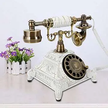 Vintage Telephone Antique Desk Phone Corded Retro Phone Rotary Antique Dial Handset Corded Desk Home Phone Decorative Telephone (Style 1)
