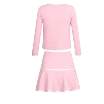 Richie House Girls' Elegant Knit Suit with Skirt RH1963-G-9/10 Pink (White)