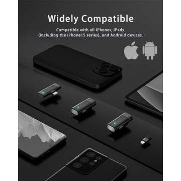 Wireless Lavalier Microphone for iPhone, iPad with Lightning, 2-in-1 Plug-Play Mini Mic with Charging Case for Vlog Tiktok Podcast Phone Video Recording Noise canceling (White Windscreen, USB C)