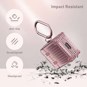 QINGQING Funny Suitcase Case Cover for for iPod Earbuds, Cute Fashion Protective Hard Case for Apple, Rose Gold