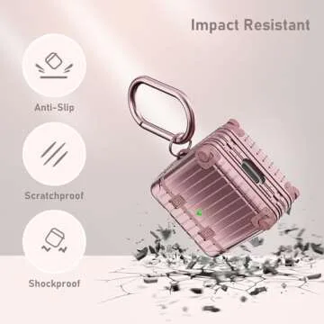QINGQING Funny Suitcase Case Cover for for iPod Earbuds, Cute Fashion Protective Hard Case for Apple, Rose Gold