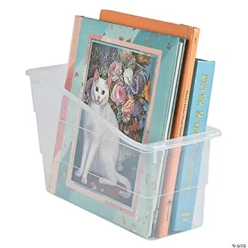 Fun Express Magazein and Book Organizers - Set of 6 Clear Plastic Book Bins