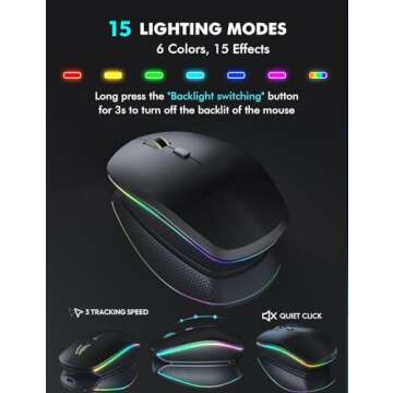 Wireless Keyboard and Mouse Combo - RGB Backlit, Rechargeable & Light Up Letters, Full-Size, Ergonomic Tilt Angle, Sleep Mode, 2.4GHz Quiet Keyboard Mouse for Mac, Windows, Laptop, PC, Trueque