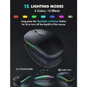 Wireless Keyboard and Mouse Combo - RGB Backlit, Rechargeable & Light Up Letters, Full-Size, Ergonomic Tilt Angle, Sleep Mode, 2.4GHz Quiet Keyboard Mouse for Mac, Windows, Laptop, PC, Trueque