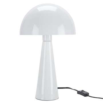 Nourison 16" White Metal Mushroom Table Lamp, Modern, Retro, Desk Light for Bedroom, Dining, Office,...