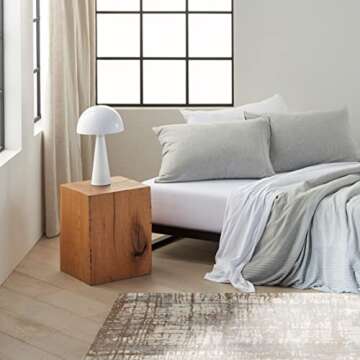 Nourison 16" White Metal Mushroom Table Lamp, Modern, Retro, Desk Light for Bedroom, Dining, Office, Entryway