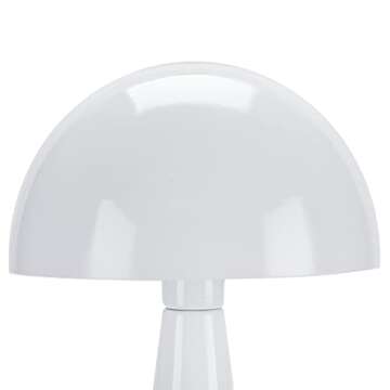 Nourison 16" White Metal Mushroom Table Lamp, Modern, Retro, Desk Light for Bedroom, Dining, Office, Entryway