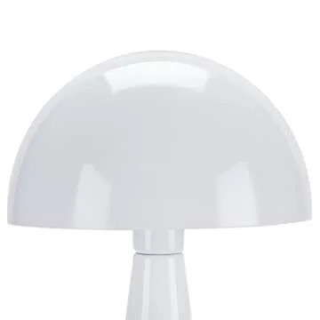 Nourison 16" White Metal Mushroom Table Lamp, Modern, Retro, Desk Light for Bedroom, Dining, Office, Entryway