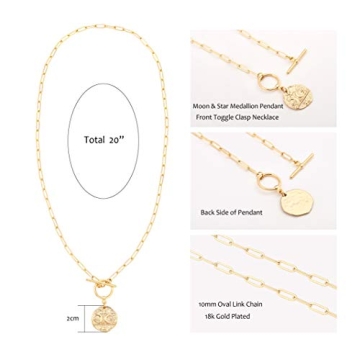 Celestial 18k Gold Moon and Star Pendant Necklace