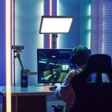 PICTRON LS11 Camera Mount Desk Stand with Auxiliary Holding Arm, Flexible Overhead Camera Mount, Webcam Table C-Clamp Multi Mount for Photography Videography Live Stream