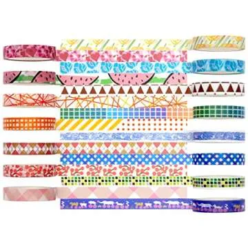 AAPOZZ 48 Rolls Washi Tape Set - 8mm Wide Decorative Masking Tape, Colorful Flower Style Design for DIY Craft Scrapbooking Gift Wrapping