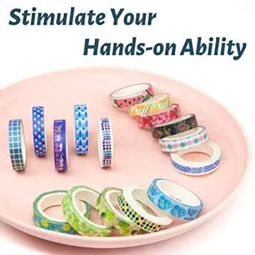 AAPOZZ 48 Rolls Washi Tape Set - 8mm Wide Decorative Masking Tape, Colorful Flower Style Design for DIY Craft Scrapbooking Gift Wrapping