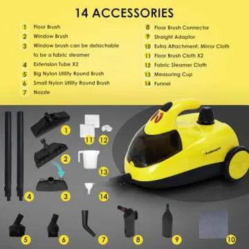 Potlimepan 1500 watt Deep Steam Cleaner with Attachments,Portable Steam Cleaner,Upholstery Steam Cleaner,Steam Cleaner for Home,Tile and Grout Steam Cleaner with on-board Storage (WJ528(NK-0697))