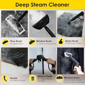 Potlimepan 1500 watt Deep Steam Cleaner with Attachments,Portable Steam Cleaner,Upholstery Steam Cleaner,Steam Cleaner for Home,Tile and Grout Steam Cleaner with on-board Storage (WJ528(NK-0697))