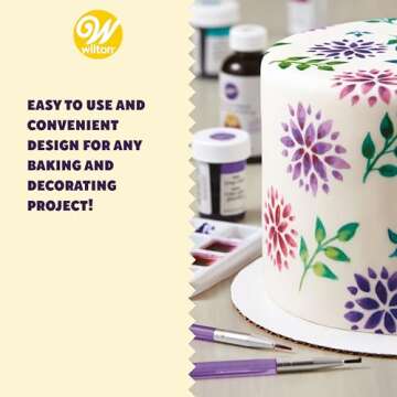 Wilton 5-Piece Decorating Brush Set - Food Safe Decorating Brushes for Dusting Edible Glitter and Painting with Edible Color on Treats, Synthetic Bristles