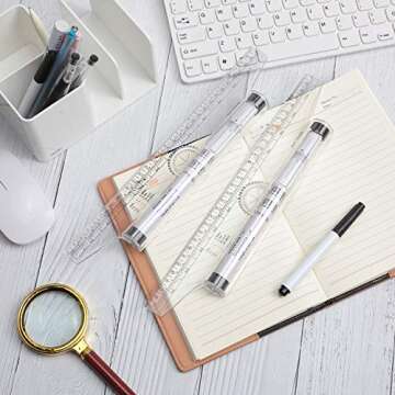 Frienda Rolling Ruler Plastic Parallel Rolling Ruler, Multifunctional Drawing Design for Measuring Drafting Office, 12 Inch