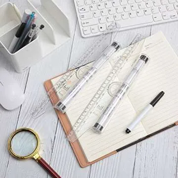 Frienda Rolling Ruler Plastic Parallel Rolling Ruler, Multifunctional Drawing Design for Measuring Drafting Office, 12 Inch