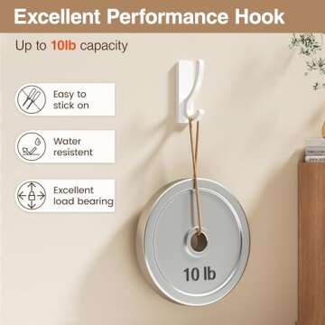 Adhesive Wall Hooks for Towels Coats – Stick On Hooks Hanging Heavy Duty (13lb)