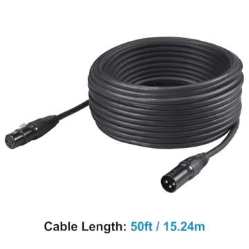 Rualin 50ft DMX Cables, 2PCS DMX Signal Cables 3-Pin XLR Male to Female Stage Lighting Cables Wires ...