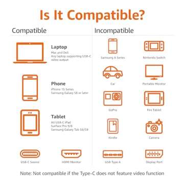 Amazon Basics Premium Aluminum USB-C (Source) to HDMI (Display) Cable Adapter (Thunderbolt 3 Compatible) 4K@60Hz, 6-Foot, Black