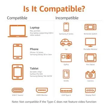 Amazon Basics Premium Aluminum USB-C (Source) to HDMI (Display) Cable Adapter (Thunderbolt 3 Compatible) 4K@60Hz, 6-Foot, Black