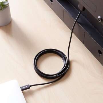 Amazon Basics Premium Aluminum USB-C (Source) to HDMI (Display) Cable Adapter (Thunderbolt 3 Compatible) 4K@60Hz, 6-Foot, Black