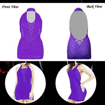 12 Pieces Women's Fishnet Lingerie Mesh Babydoll Bodysuit Lace Smock Lingerie for Women (Vivid Color)