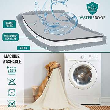 PetAmi Waterproof Dog Blanket for Small Medium Dogs, Pee Proof Pet Blanket for Couch Bed, Reversible Water Proof Blanket for Puppy Indoor Cat, Soft Dog Fleece Blankets Washable, 29x40 Beige
