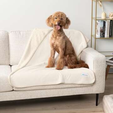 PetAmi Waterproof Dog Blanket for Small Medium Dogs, Pee Proof Pet Blanket for Couch Bed, Reversible Water Proof Blanket for Puppy Indoor Cat, Soft Dog Fleece Blankets Washable, 29x40 Beige