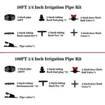 Drip Irrigation Kit, 1/4 Inch Polyethylene Distribution Irrigation Pipe for Micro-Spraying, Emitter Connecting Pipe Kit, DIY Garden Water-Saving Irrigation System with Blank Branch Hose. (01, 98FT)
